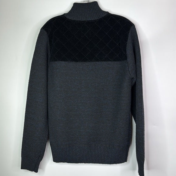 Scott James Fleece Lined 1/4 Zip Gray Sweater Size Medium - Picture 4 of 9